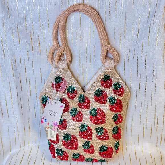 T.J.Maxx Handbags - Beaded Strawberry Tote Bag | Summer Y2K Fruit Purse